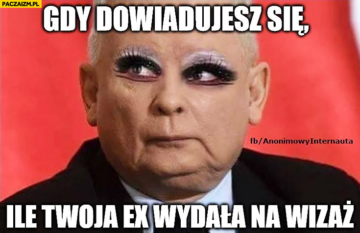 Kaczyński gdy dowiadujesz się ile Twoja ex wydała na wizaż przeróbka makijaż Szydło Anonimowy internauta