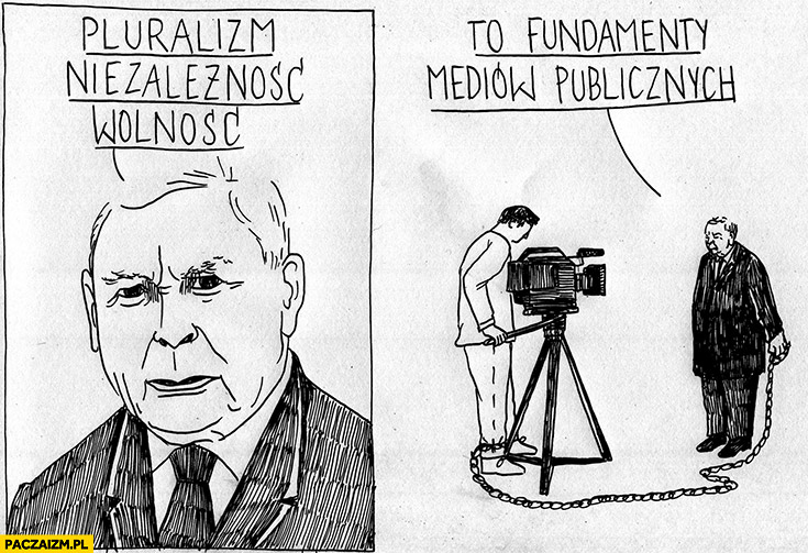 Kaczyński: pluralizm, niezależność, wolność to fundamenty mediów publicznych kamerzysta na łańcuchu