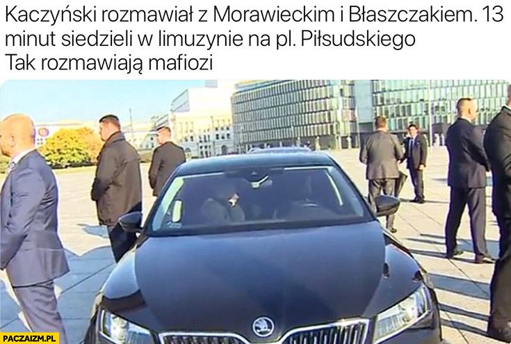 Kaczyński rozmawiał z Morawieckim i Błaszczakiem 13 minut siedzieli w limuzynie jak mafiozi