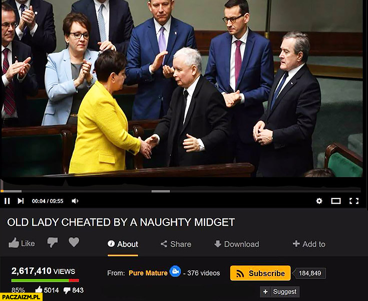 Kaczyński Szydło pornhub old lady cheated by a naughty midget stara pani oszukana przez niegrzecznego karła