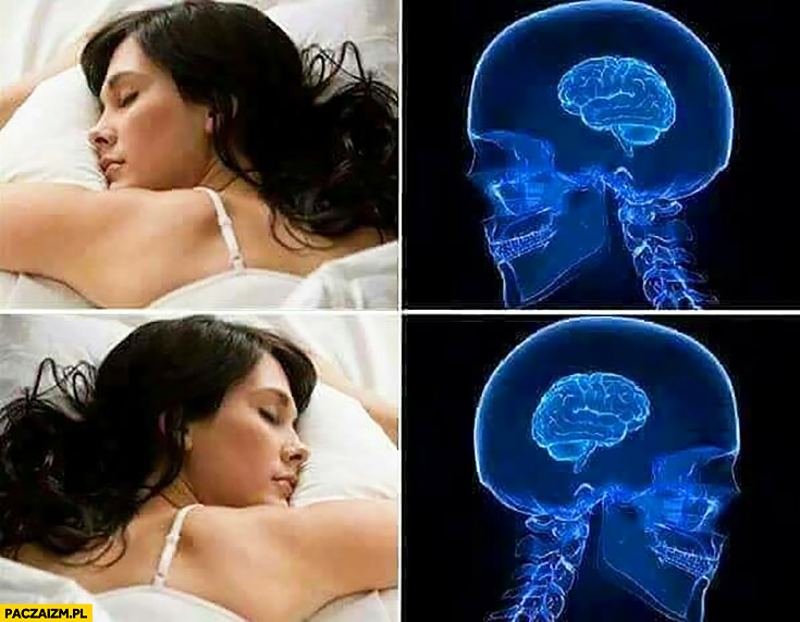 Kobieta śpi na lewym na prawym boku mózg mózgi mem
