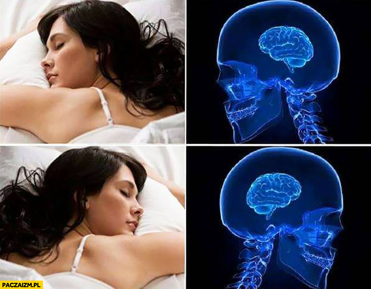 Kobieta śpi na prawym lewym boku mały mózg