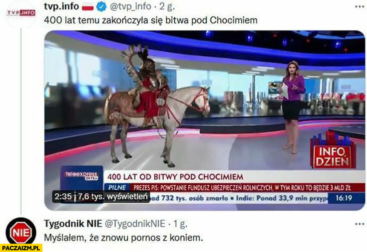Koń husarz w TVP info myślałem, że znowu scena dla dorosłych z koniem