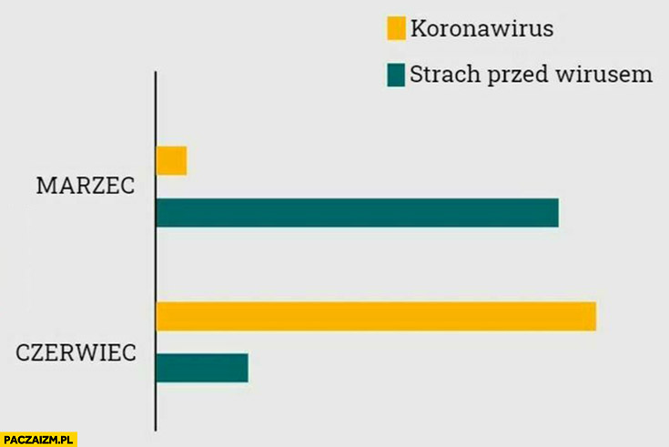 Koronawirus, strach przed wirusem marzec czerwiec porównanie wykres
