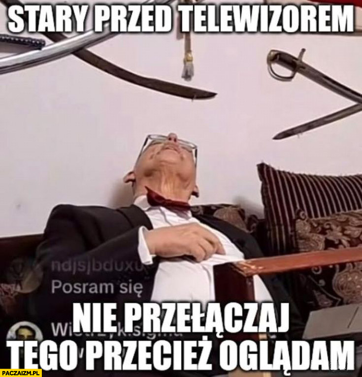 Korwin śpi na live stary przed telewizorem nie przełączaj tego przecież oglądam