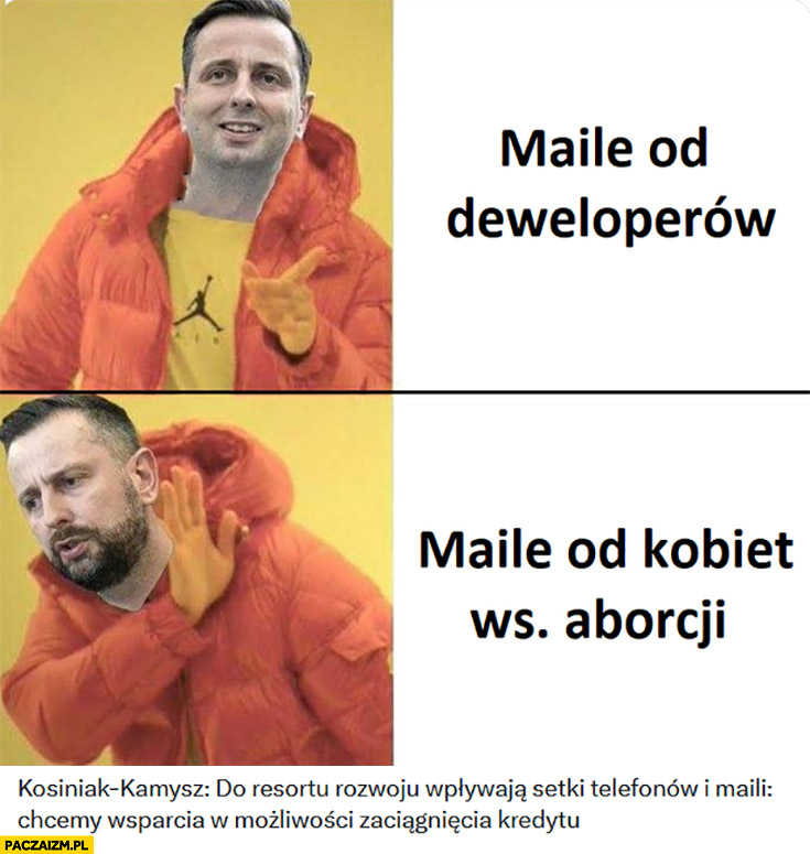 Kosiniak-Kamysz reakcja na maile od deweloperów vs maile od kobiet w sprawie aborcji