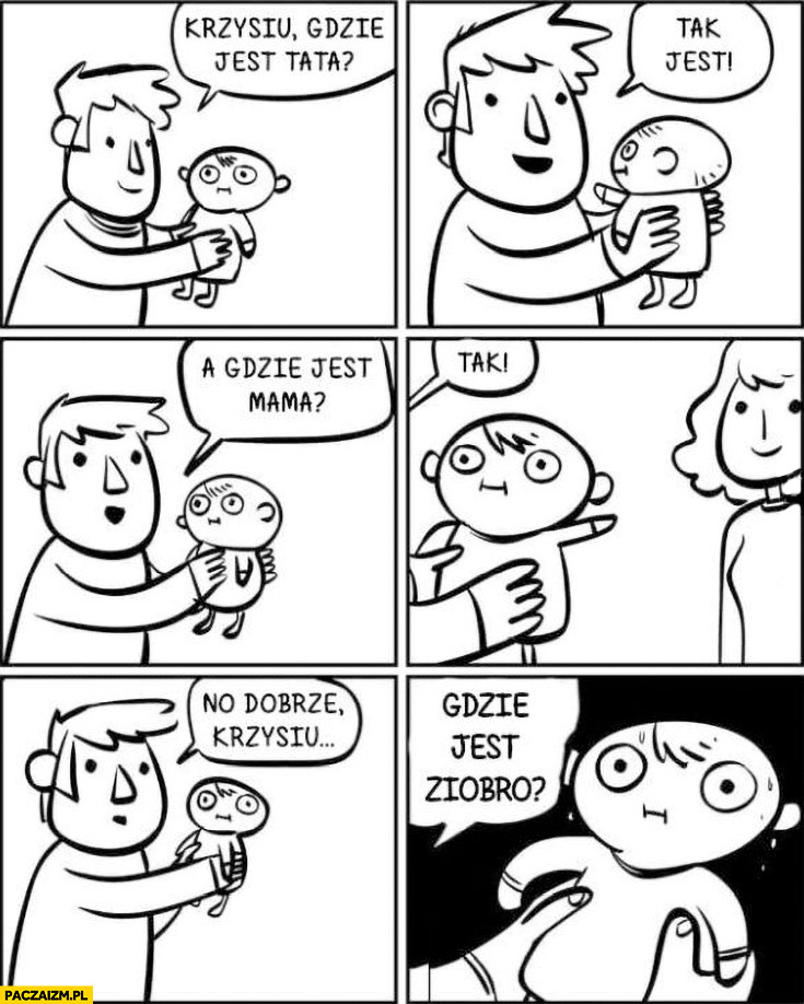 Krzysiu gdzie jest tata, mama, no dobrze a gdzie jest Ziobro?