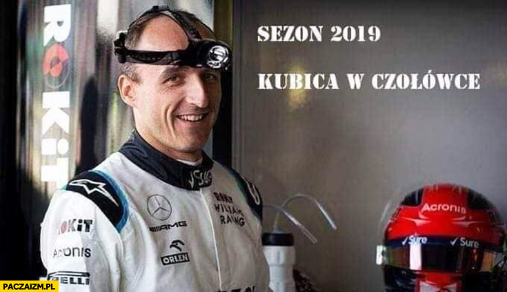 Kubica w czołówce sezon 2019 latarka na głowie