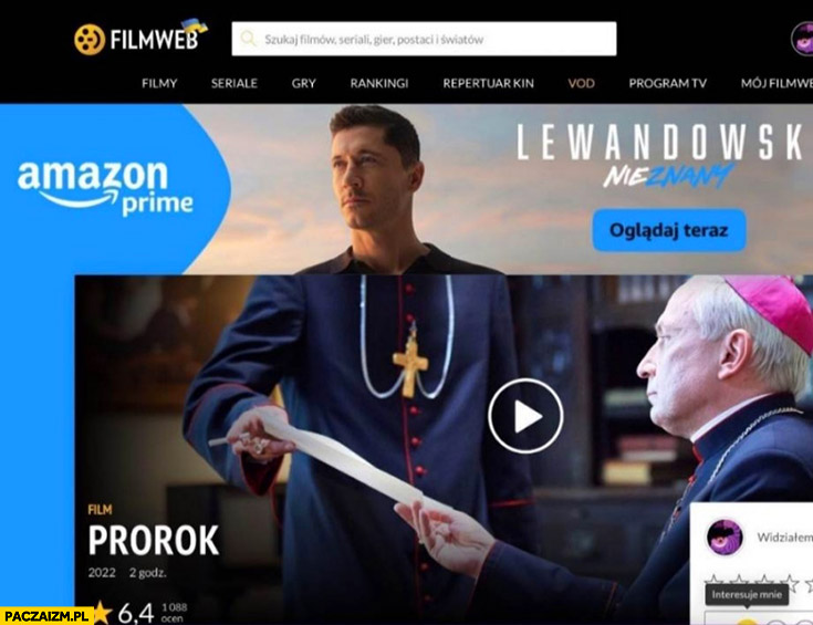 Lewandowski reklama filmweb prorok