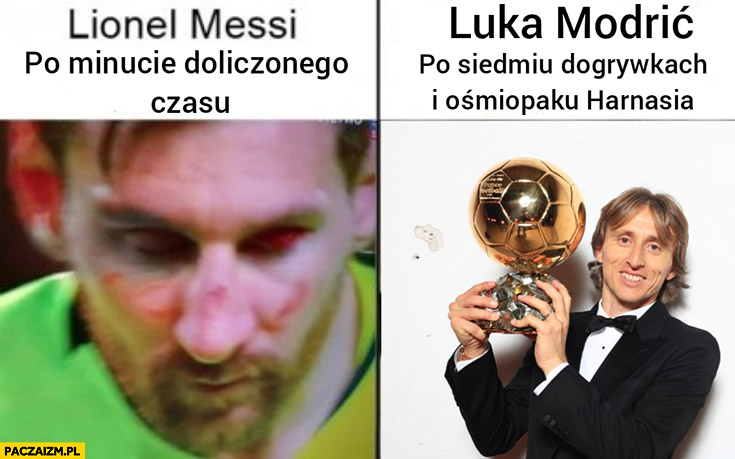Lionel Messi po minucie doliczonego czasu vs Luka Modrić po siedmiu dogrywkach i ośmiopaku harnasia porównanie