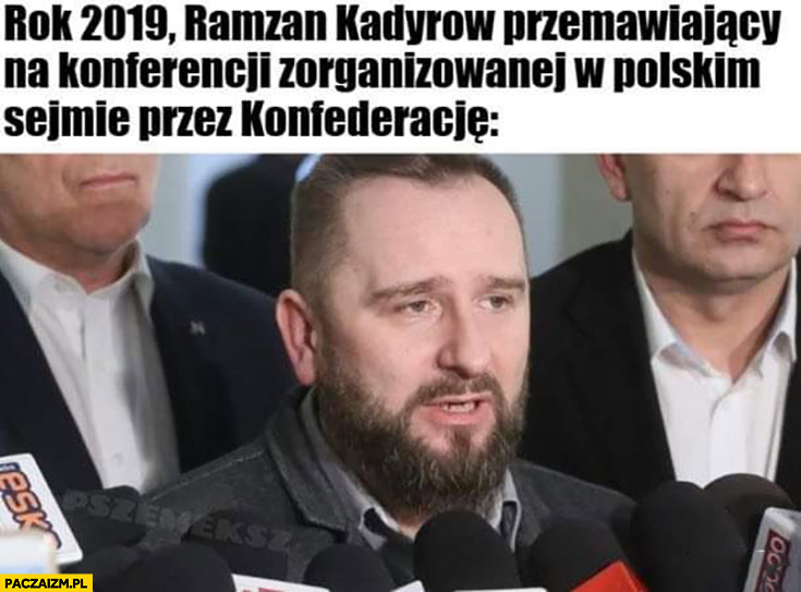 Liroy Ramzan Kadyrow przemawiający w polskim sejmie