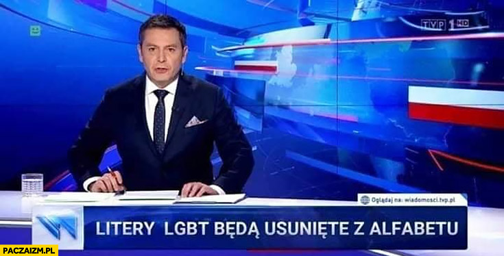 Litery LGBT będę usunięte z alfabetu pasek Wiadomości TVP