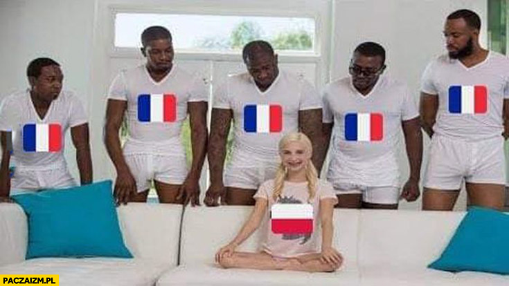 Mecz Polska Francja dziewczyna na kanapie 5 murzynów scena z filmu dla dorosłych