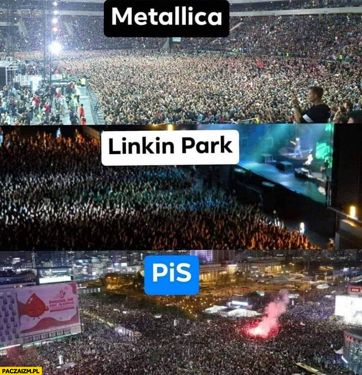 Metallica, Linkin Park, PiS publiczność porównanie strajk kobiet
