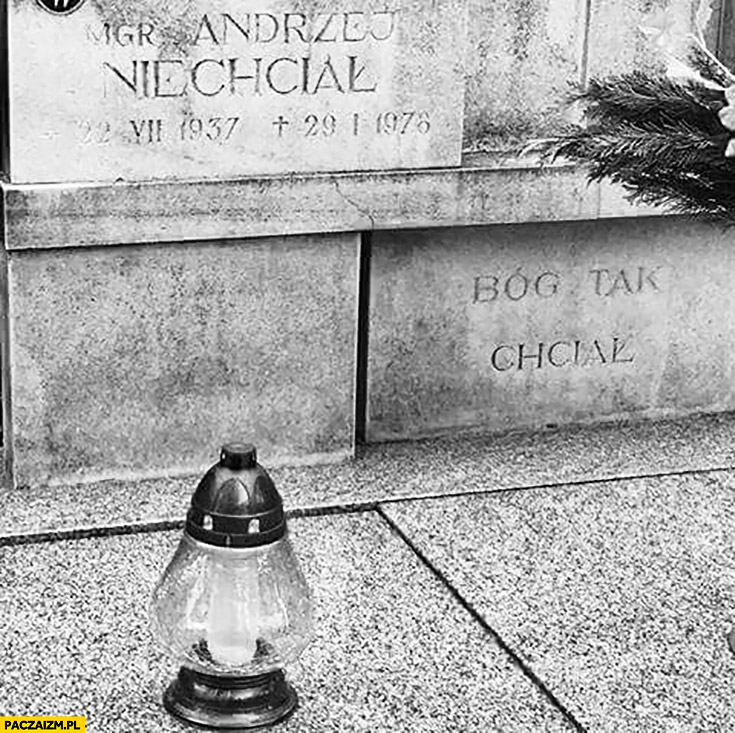 Mgr Andrzej Niechciał, Bóg tak chciał nagrobek grób napis na grobie