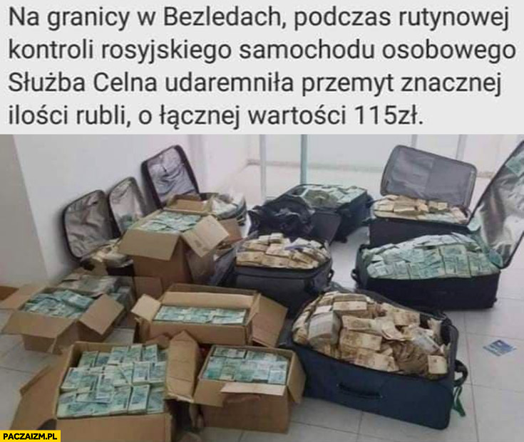 Na granicy służba celna udaremniła przemyt znacznej ilości rubli o łącznej wartości 115 zł walizki pełne pieniędzy