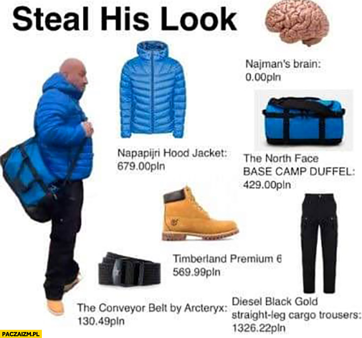 Najman steal his look niebieska kurtka outfit stylówa