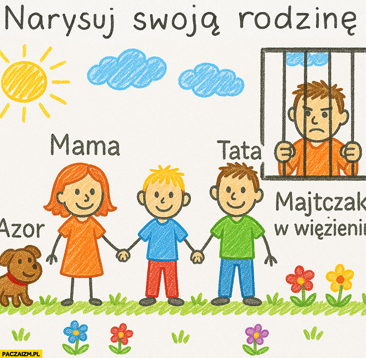 Narysuj swoją rodzinę mama, tata, Azor, Majtczak w więzieniu
