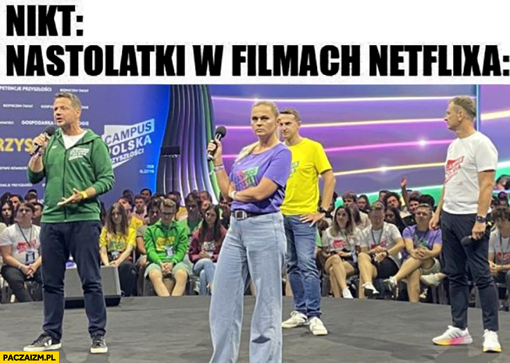 Nastolatki w filmach Netflixa politycy na Campus Polska Przyszłości młodzieżowo ubrani