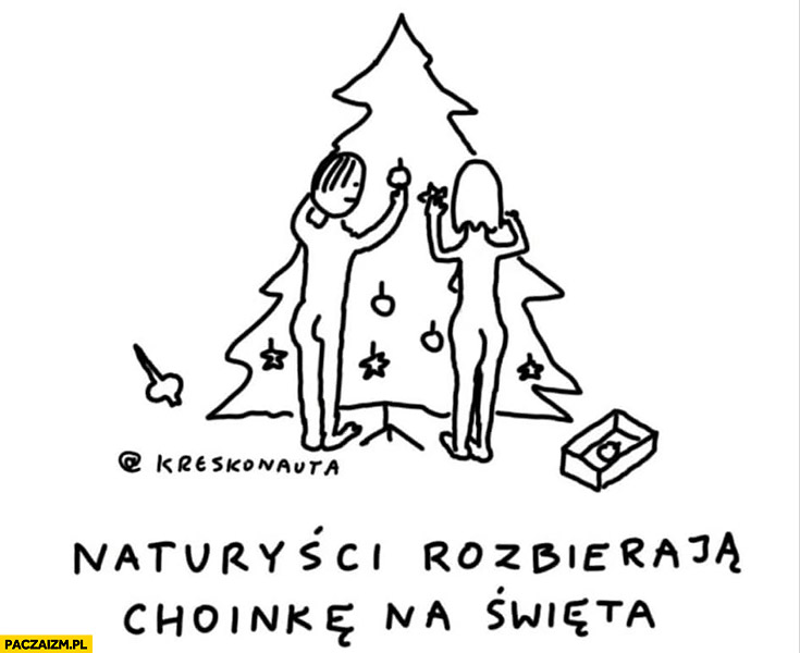 Naturyści rozbierają choinkę na święta kreskonauta