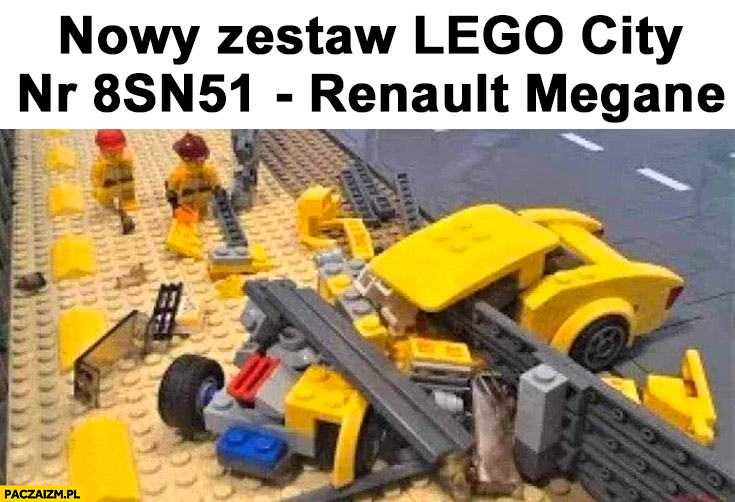 Nowy zestaw LEGO city nr 8SN51 Renault Megane rozbite Patryk Peretti