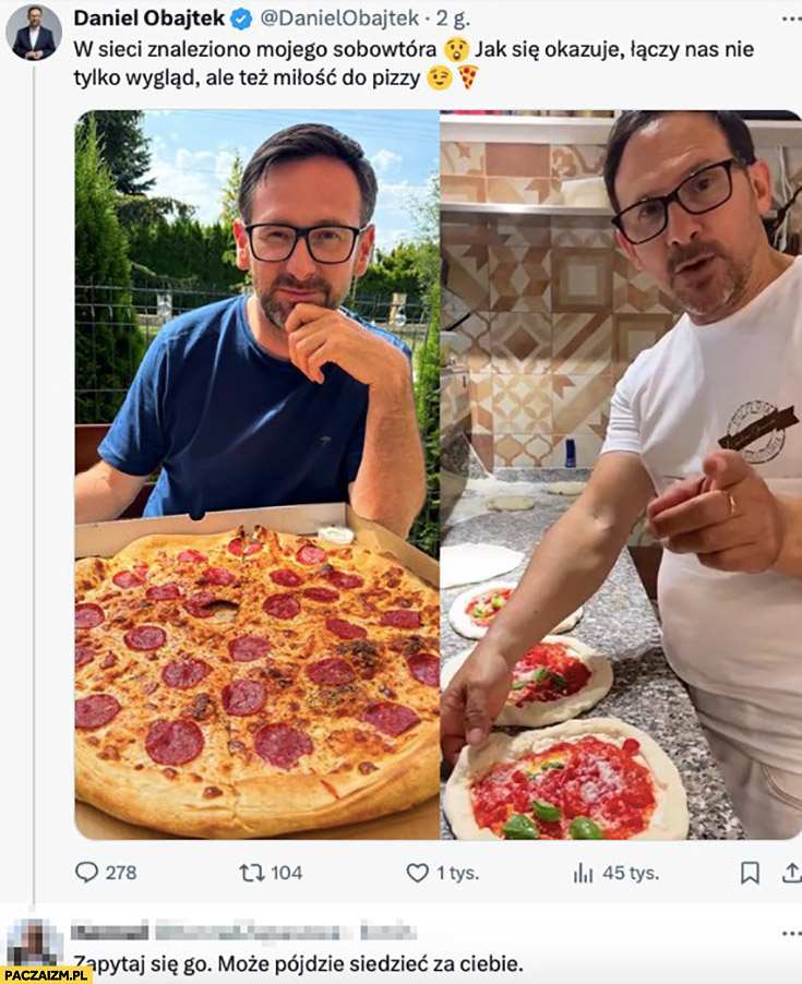 Obajtek w sieci znaleziono sobowtóra pizzermen z Włoch zapytaj się go może pójdzie siedzieć za ciebie