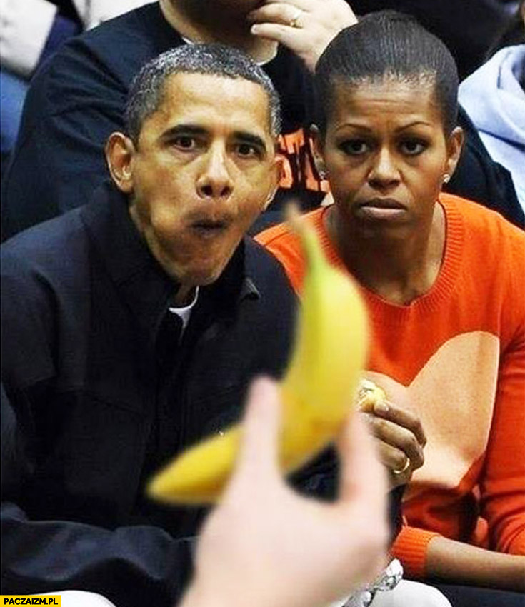 Obama z żoną banan