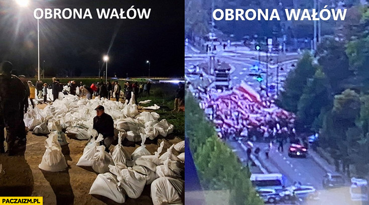 Obrona wałów dwa znaczenia powódź marsz