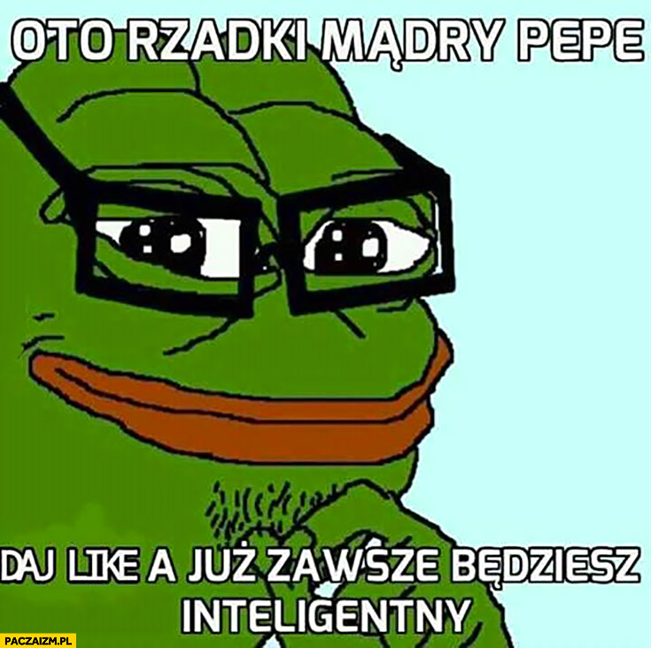 Oto rzadki mądry Pepe daj like a już zawsze będziesz inteligentny żaba