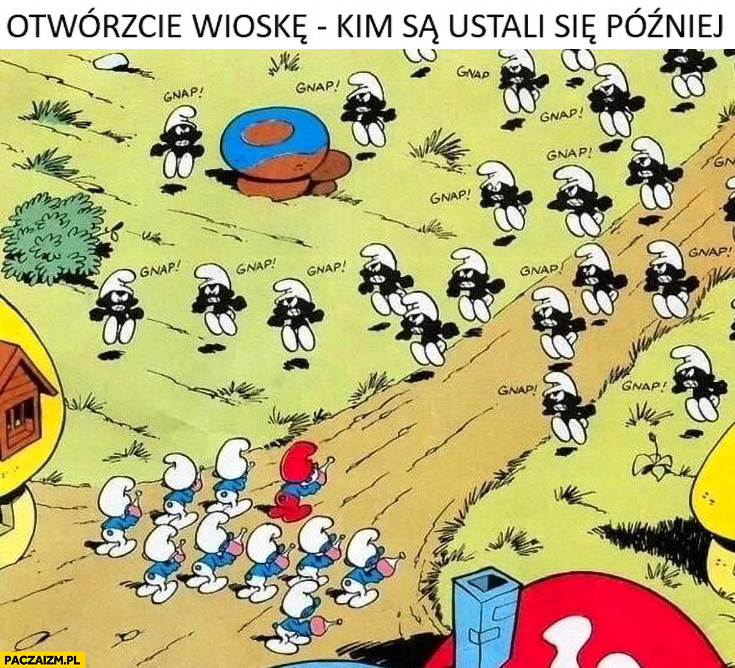 Otwórzcie wioskę, kim są ustali się później Smerfy