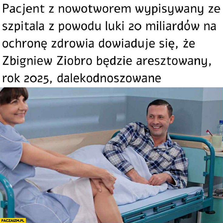 Pacjent z nowotworem wypisany ze szpitala z powodu braku pieniędzy dowiaduje się, że Ziobro będzie aresztowany