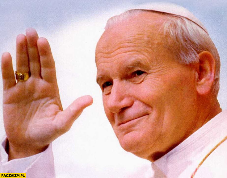 Papież macha ręką Jan Paweł II pozdrawia podniesiona ręka