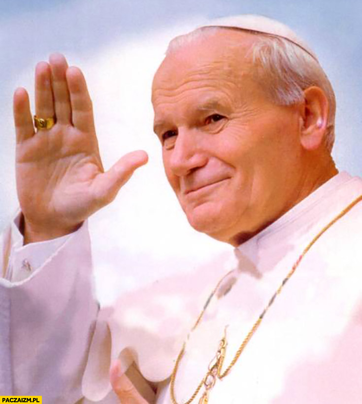 Papież podnosi rękę pozdrawia Jan Paweł 2 cenzopapa