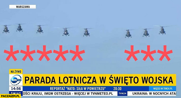 Parada lotnicza w święto wojska helikoptery osiem gwiazdek