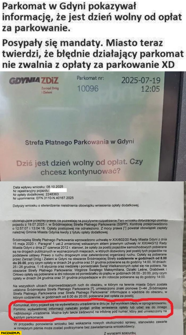Parkomat w Gdyni pokazywał informacje dzień wolny od opłat posypały się mandaty, miasto twierdzi, że błąd parkomatu nie zwalnia z opłaty