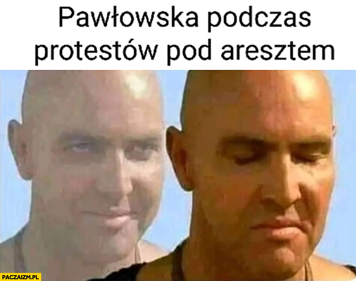 Pawłowska podczas protestów pod aresztem mina