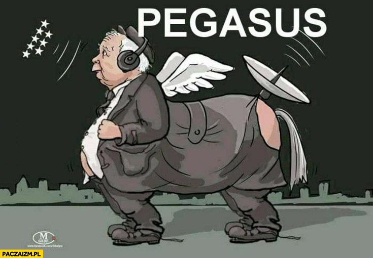 Pegasus Kaczyński podsłuchy rysunek ilustracja