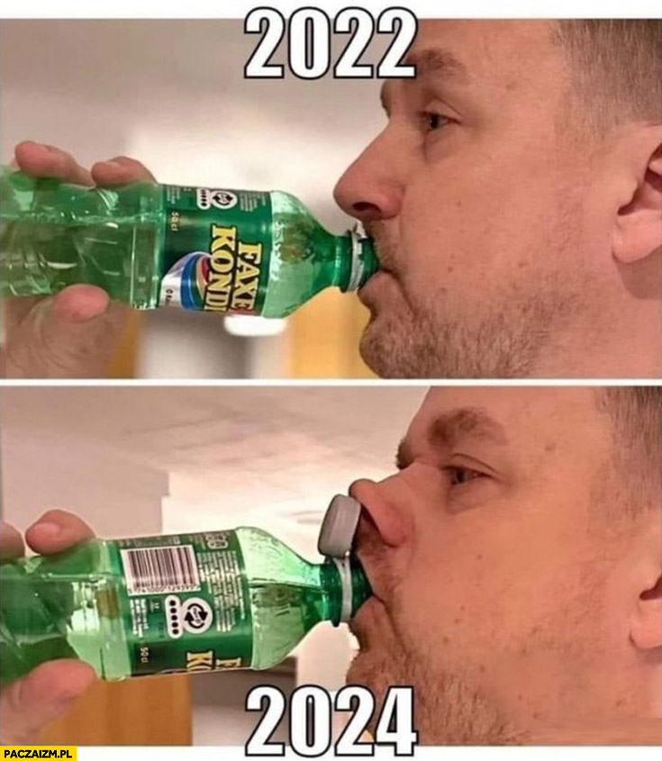 Picie z butelki 2022 vs 2024 nakrętka przyczepiona