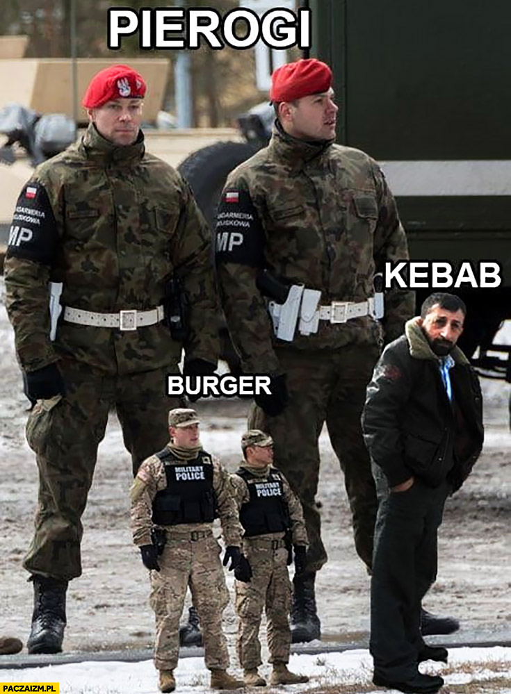 Pierogi, kebab, burger żołnierze porównanie wielkości rozmiaru