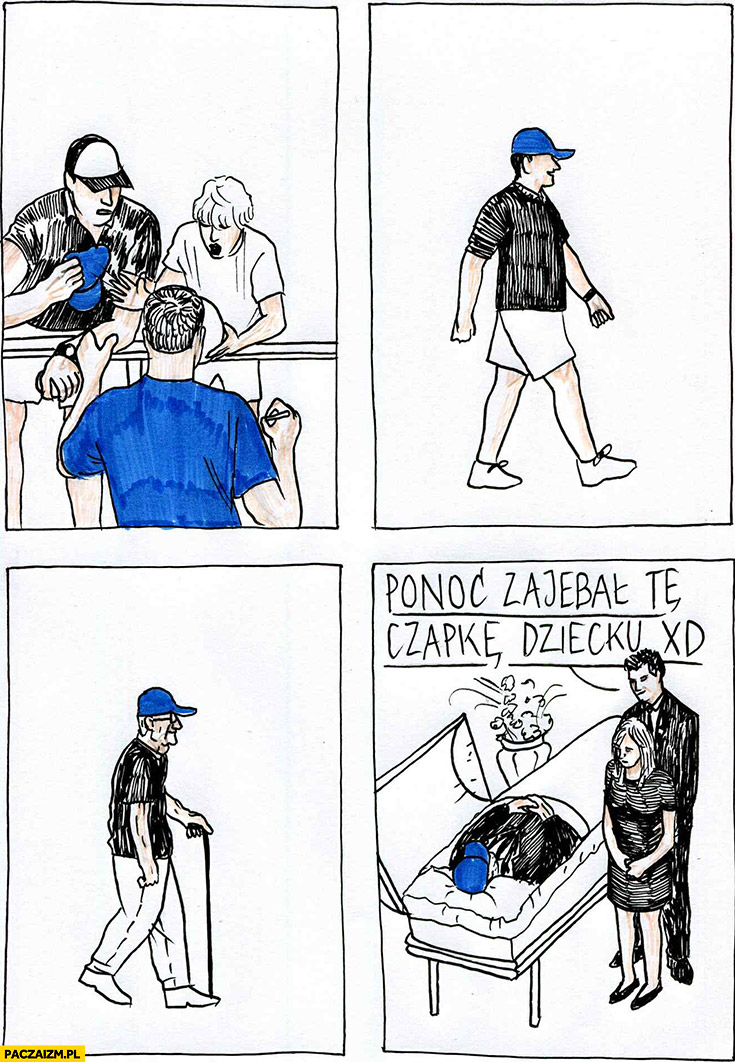 Piotr Szczerek kradnie dziecku czapeczkę chodzi w niej do śmierci na pogrzebie ponoć zakosił tę czapkę dziecku xD