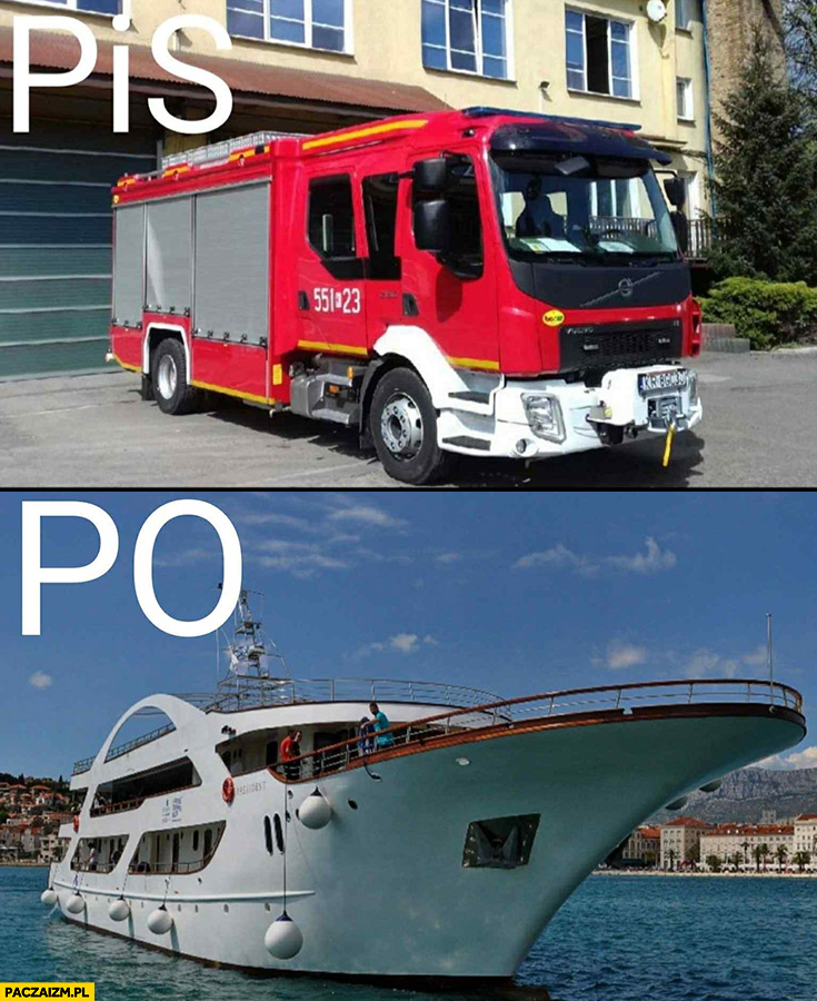 PiS wozy strażackie, PO jachty afera KPO