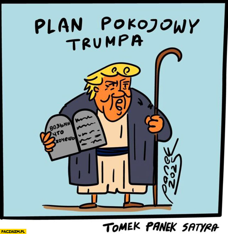 Plan pokojowy Trumpa napisany cyrylicą po rusku Mojżesz