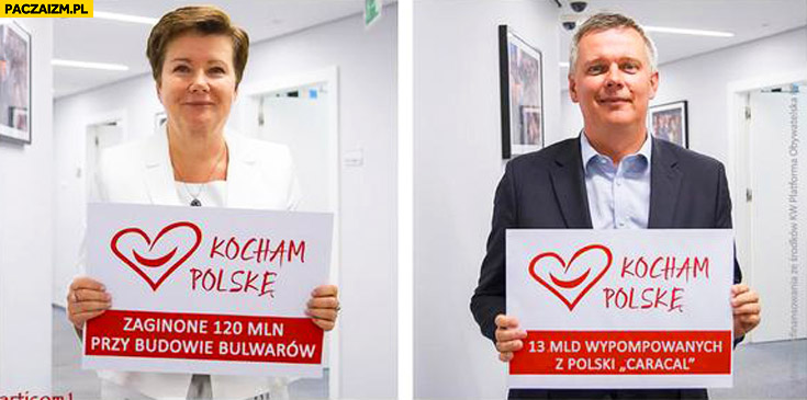 Platforma kocham Polskę zagionione 120 mln przy budowie bulwarów 13 mld wypompowanych z Polski caracal