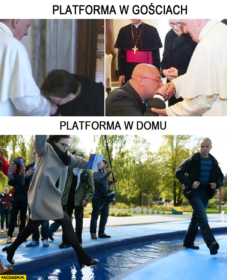 Platforma w gościach całuje papieża, Platforma w domu Ewa Kopacz przeskakuje
