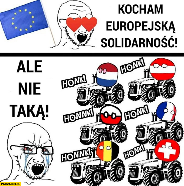 Polak kocham europejska solidarność ale nie taka traktory strajk