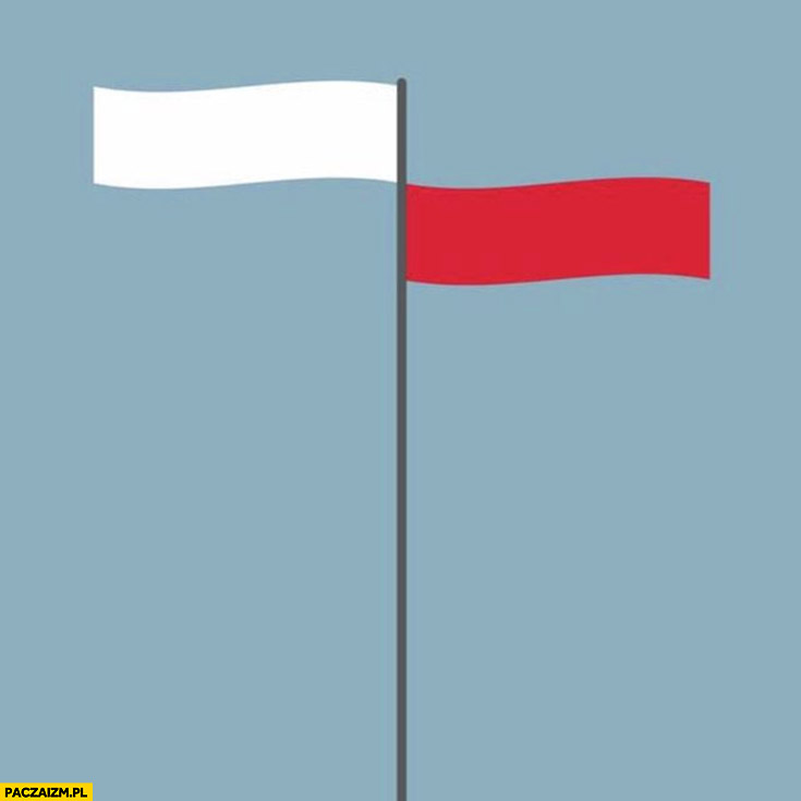 Polska flaga podzielona w dwie strony symbolizuje podzielenie Polaków