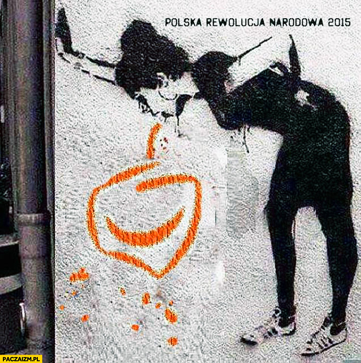 Polska rewolucja narodowa 2015 wymiotuje logo PO Platforma Obywatelska