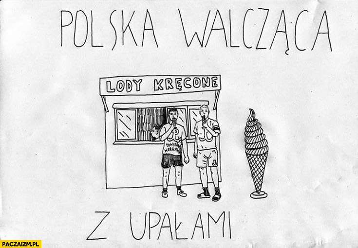 Polska walcząca z upałami młodzież patriotyczna je lody
