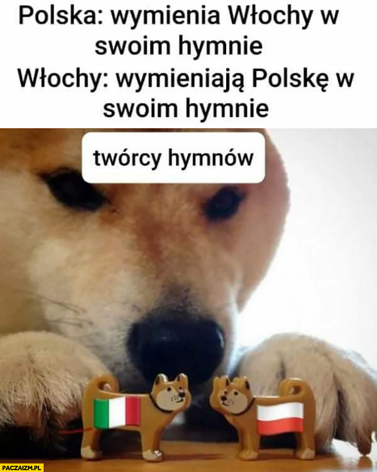 Polska wymienia Włochy w swoim hymnie, Włochy wymieniają Polskę, twórcy hymnów doge pieseł now kiss