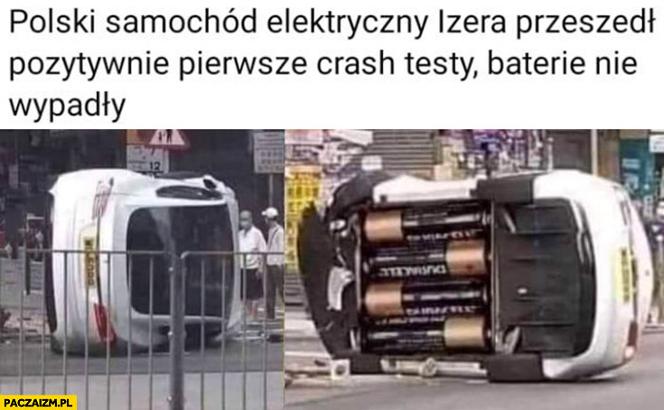 Polski samochód elektryczny Izera przeszedł pozytywnie pierwsze crash testy baterie nie wypadły